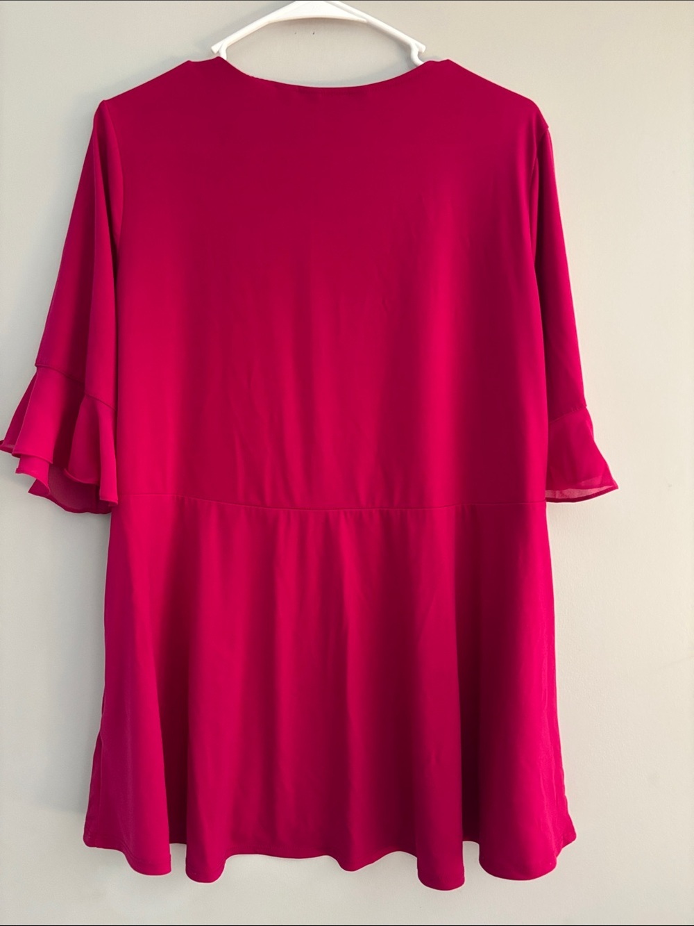 Susan Graver Fuchsia Ruffle Sleeve Tunic - Picture 3 of 3